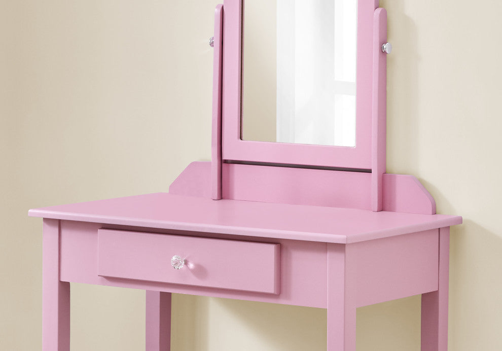 HomeRoots Pink Vanity Mirror and Storage Drawer