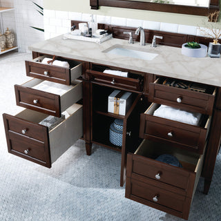 Brittany 60" Single Vanity, Burnished Mahogany, Victorian Silver Quartz