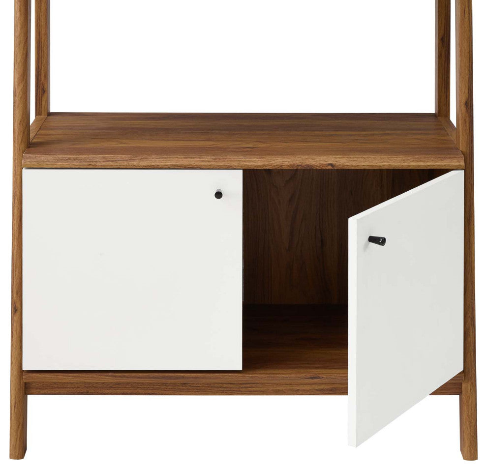 Bookcase Book Shelf Rack, Wood, Brown Walnut White, Modern, Lounge Hospitality
