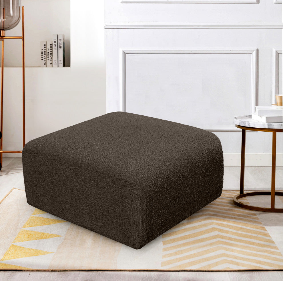 Arc Upholstered Modular Component, Brown, 1-Piece: Ottoman, Boucle Fabric