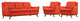 Beguile 3 Piece Upholstered Fabric Living Room Set, Atomic Red