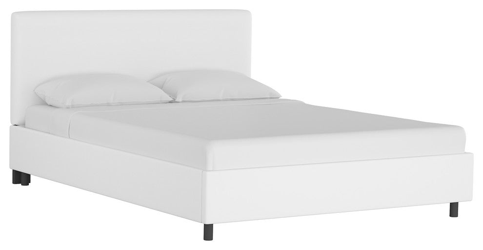 Browder Upholstered Platform Bed, Twill White, Queen