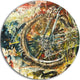Mountain Bike Oil Painting, Round Wall Art, 11"