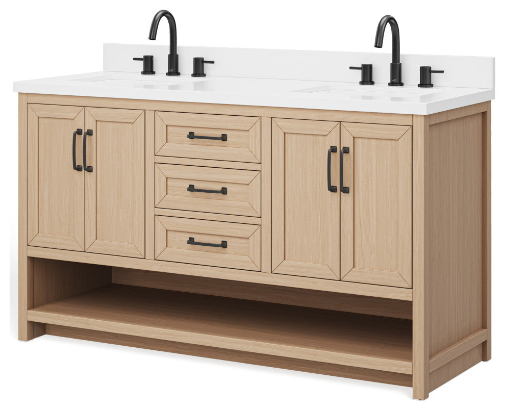 The Asher Bathroom Vanity, Gray, 60", Double Sink, Freestanding