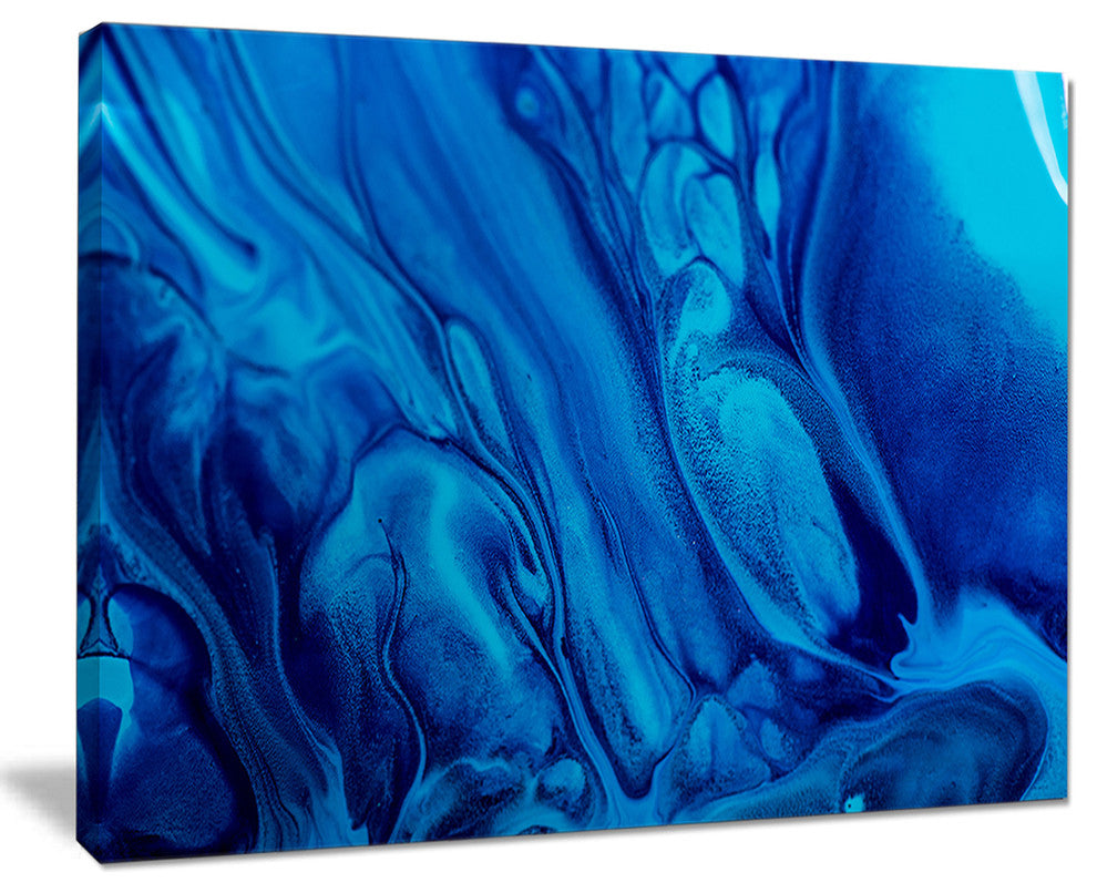 "Dark Blue Abstract Acrylic Paint Mix" Canvas Print