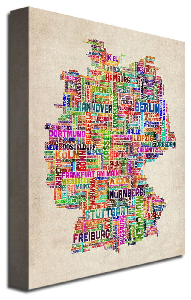 'Germany Text Map' Canvas Art by Michael Tompsett