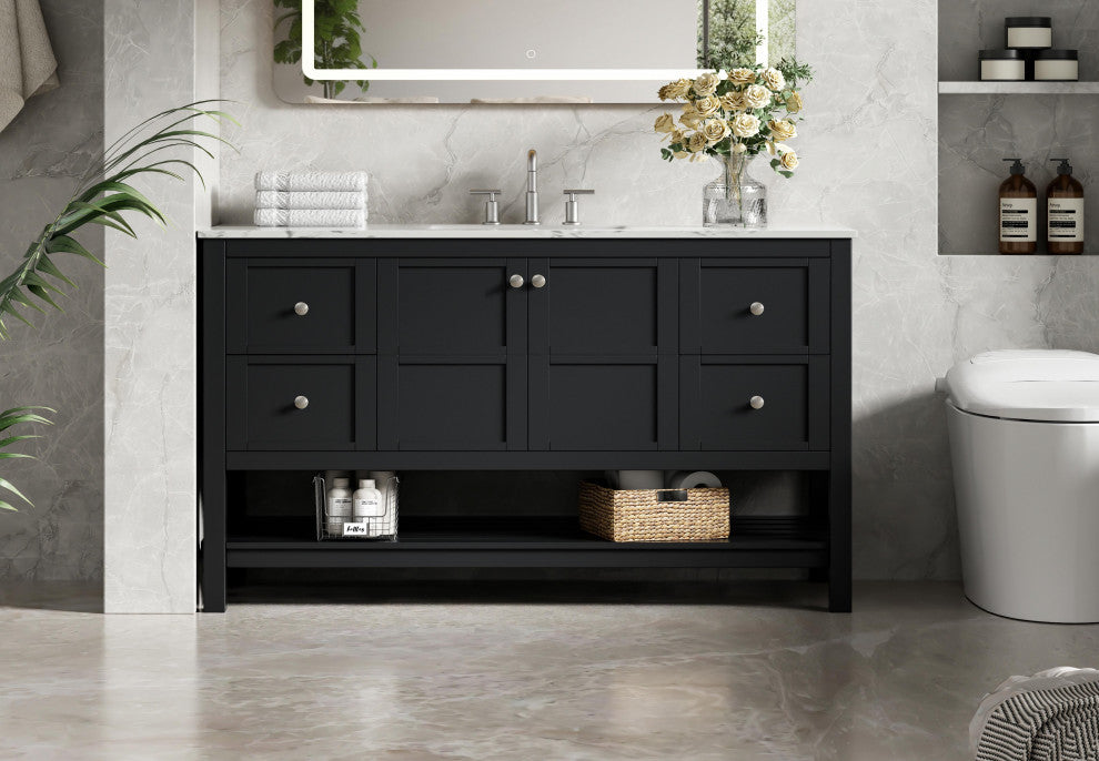 Home Living 54" Single Bathroom Vanity, Black