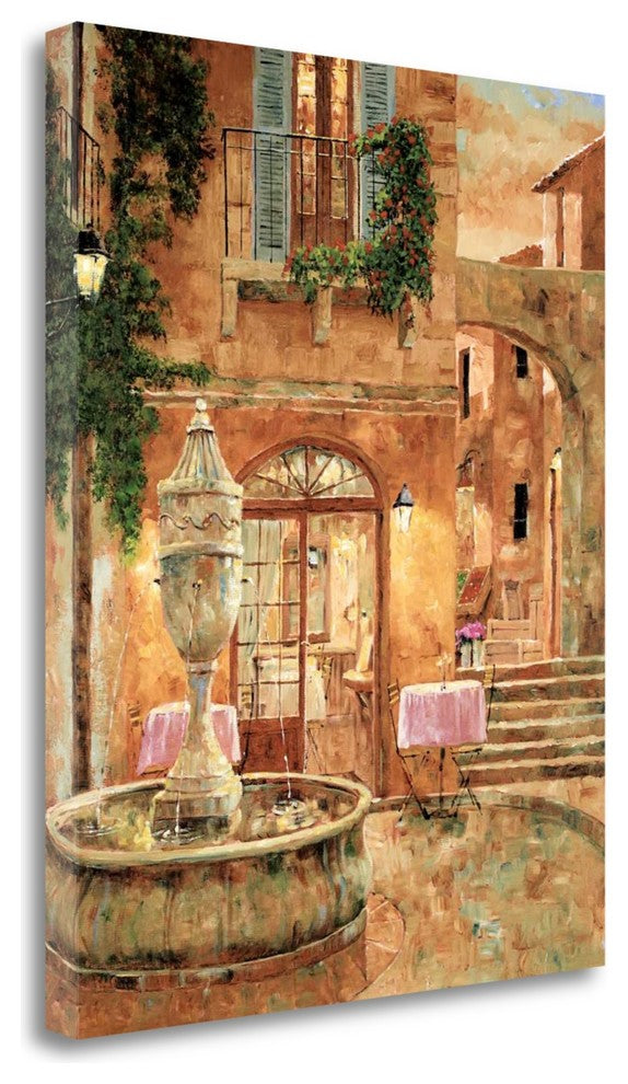 "Evening At The Fountain" By Gilles Archambault, Giclee on Gallery Wrap Canvas