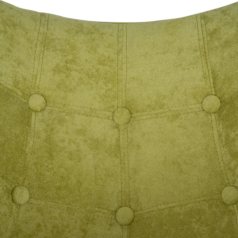 Upholstered Accent Rocking Chair, Velvet With Ash Wood Legs, Lemon Green