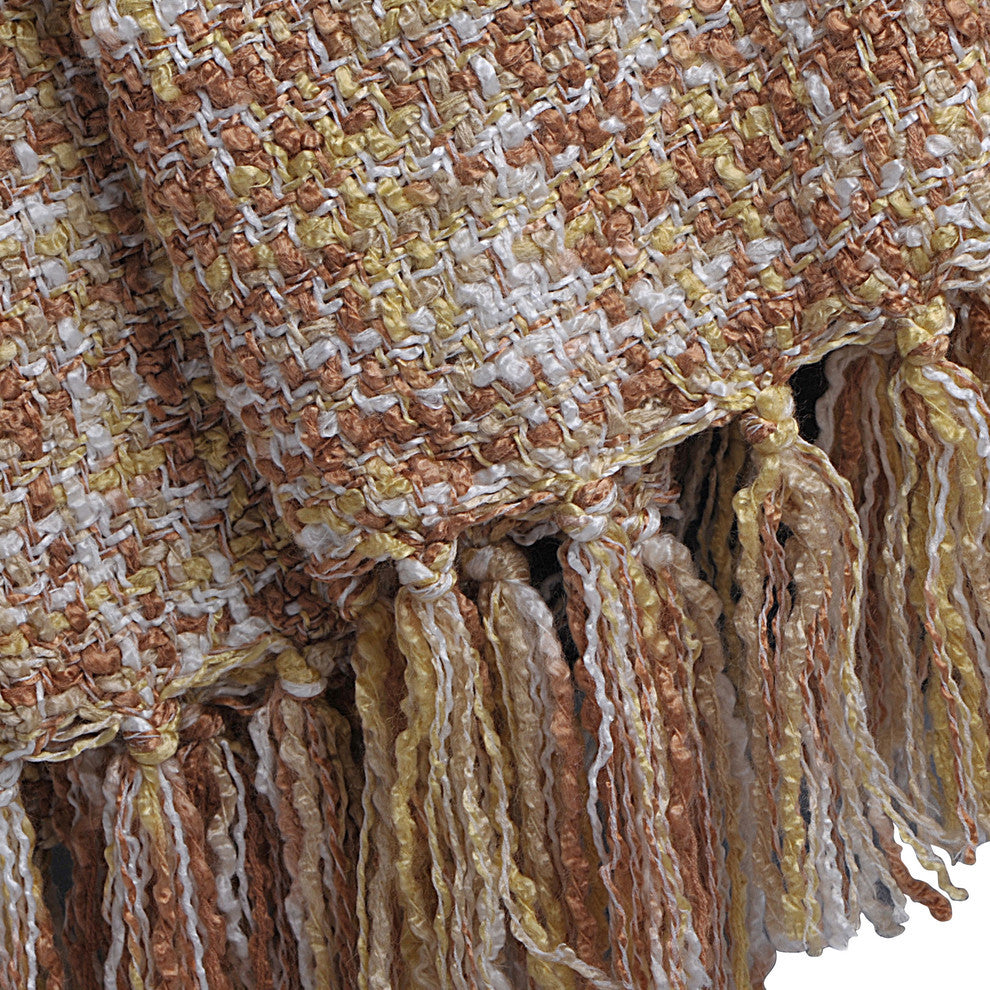 Jumbo Naga Knitted Throw Blanket, Jojoba Yellow, 60"x80"
