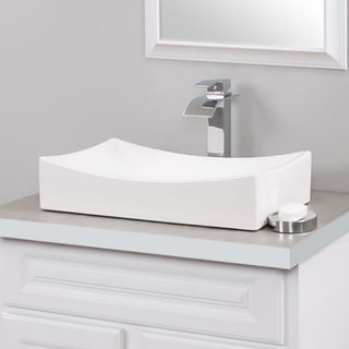 Porcelain Vessel Sink and Faucet Combo Set, Chrome