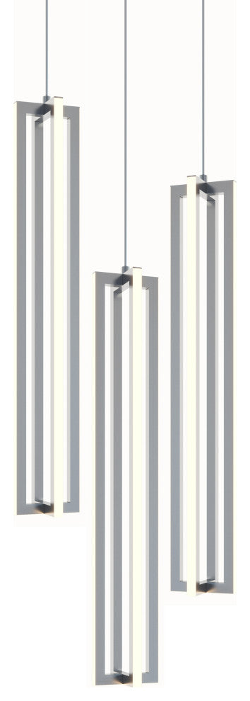 Cass 3 Light Small Round Pendant, Satin Nickel