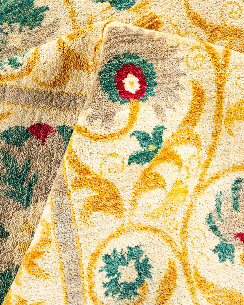 Suzani, One-of-a-Kind Handmade Area Rug Ivory, 18' 4" x 12' 3"