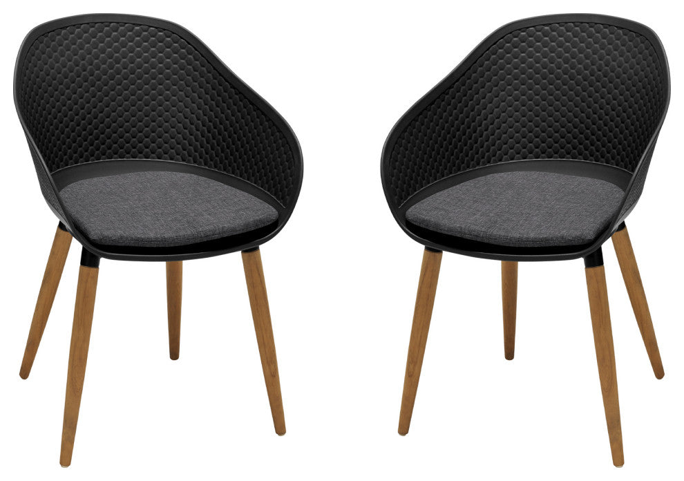 Ipanema Outdoor Dining Chair with Teak Legs and Dark Grey Olefin - Set of 2