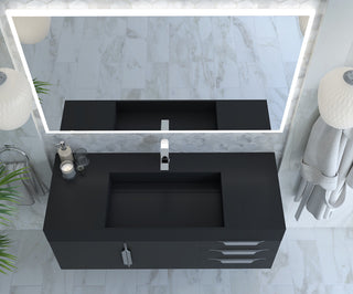 CastelloUSA Amazon 48" Wall Mounted Vanity Set, Black, Black Top, Brushed Nickel