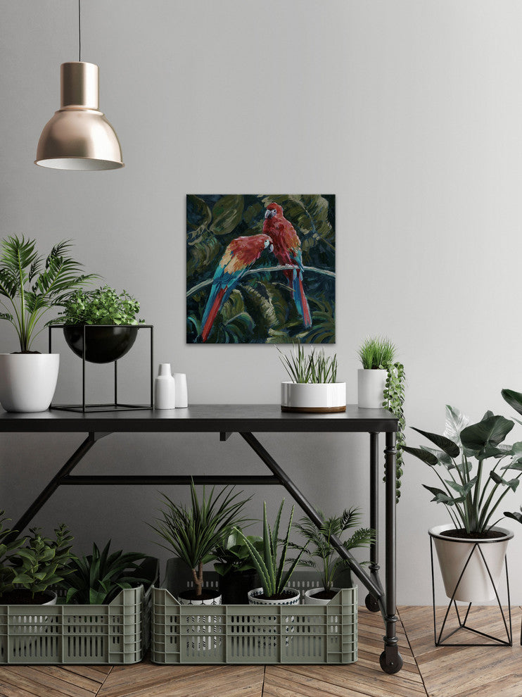 "Cuddling Cockatoo" Painting Print on Wrapped Canvas, 24"x24"