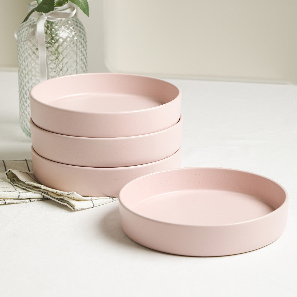 Stone Lain Albie Stoneware 20 Piece Dinnerware Set With Pasta Bowls, Pink