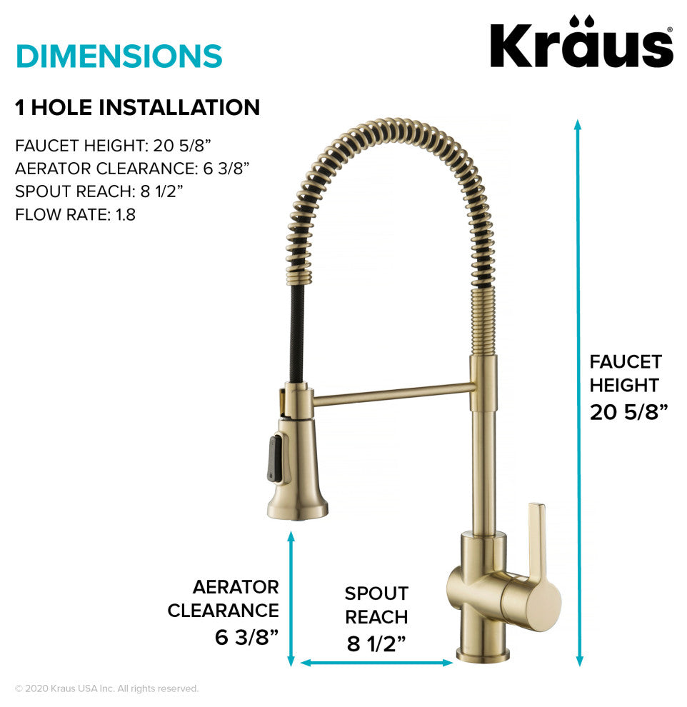Britt Commercial Style 3-Function Pull-Down 1-Handle 1-Hole Kitchen Faucet, Spot Free Antique Champagne Bronze