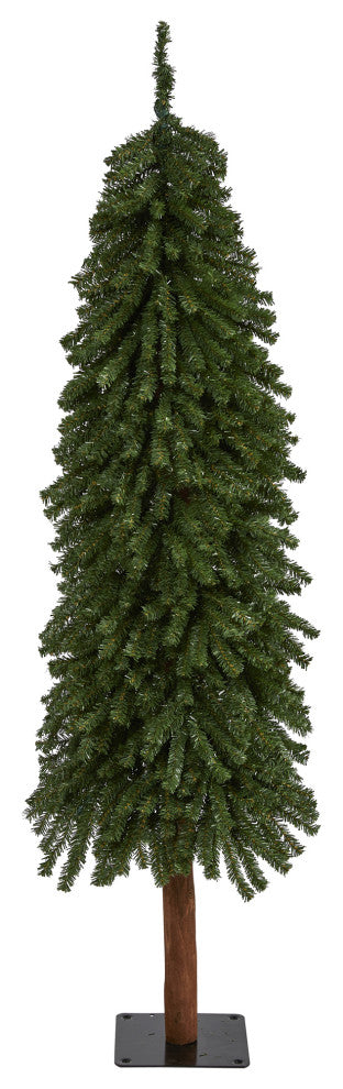 5' Grand Alpine Faux Christmas Tree With 469 Bendable Branches on Natural Trunk