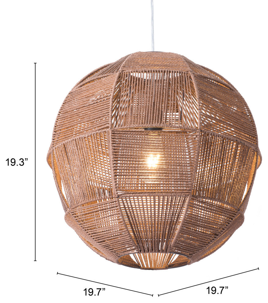 Pendant Ceiling Light Fixture, Steel Metal, Rope, Brown, Kitchen LoungeLobby