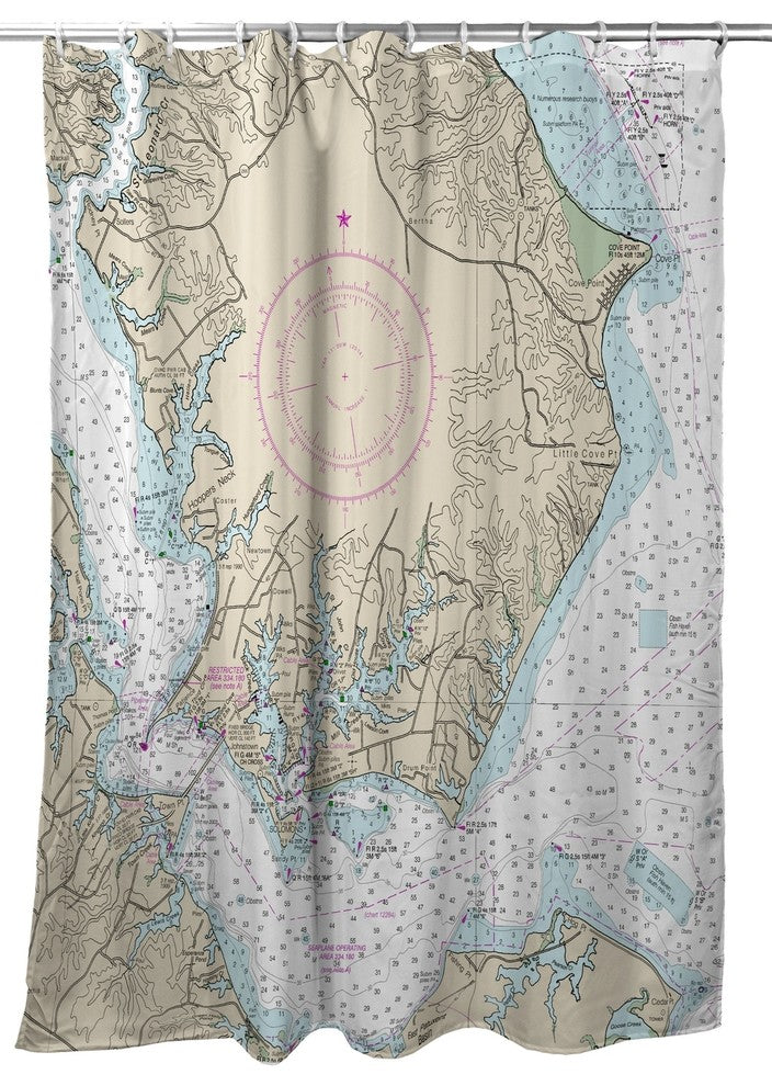 Betsy Drake Slomons Island, MD Nautical Map Shower Curtain