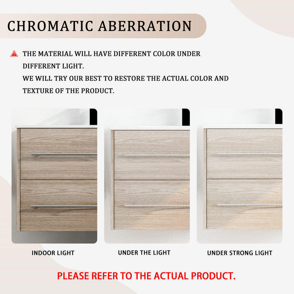 48 Inch Wall Mounted Plywood Bathroom Vanity with Gel Basin and Drawers