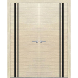 Solid French Double Doors 56 x 96 | Planum 0011 Natural Veneer with