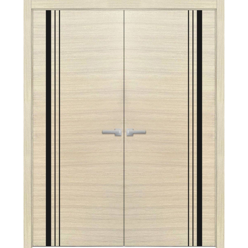 Solid French Double Doors 56 x 96 | Planum 0011 Natural Veneer with