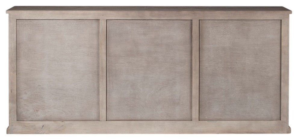 82" Brown Solid Wood 3-Drawer Sideboard With 6-Doors