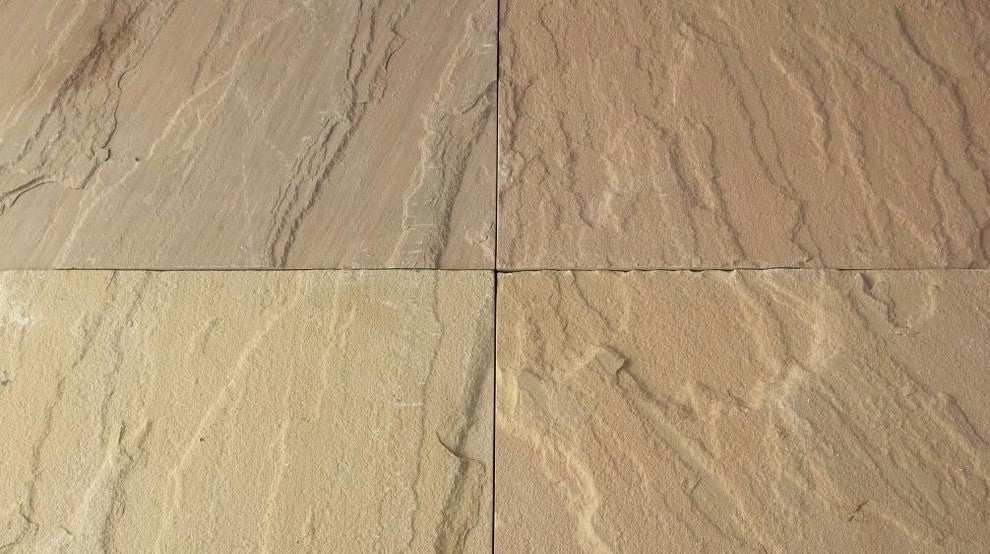 Kokomo Gold Sandstone Tiles, Natural Cleft Face, Gauged Back Finish, 12"x12"