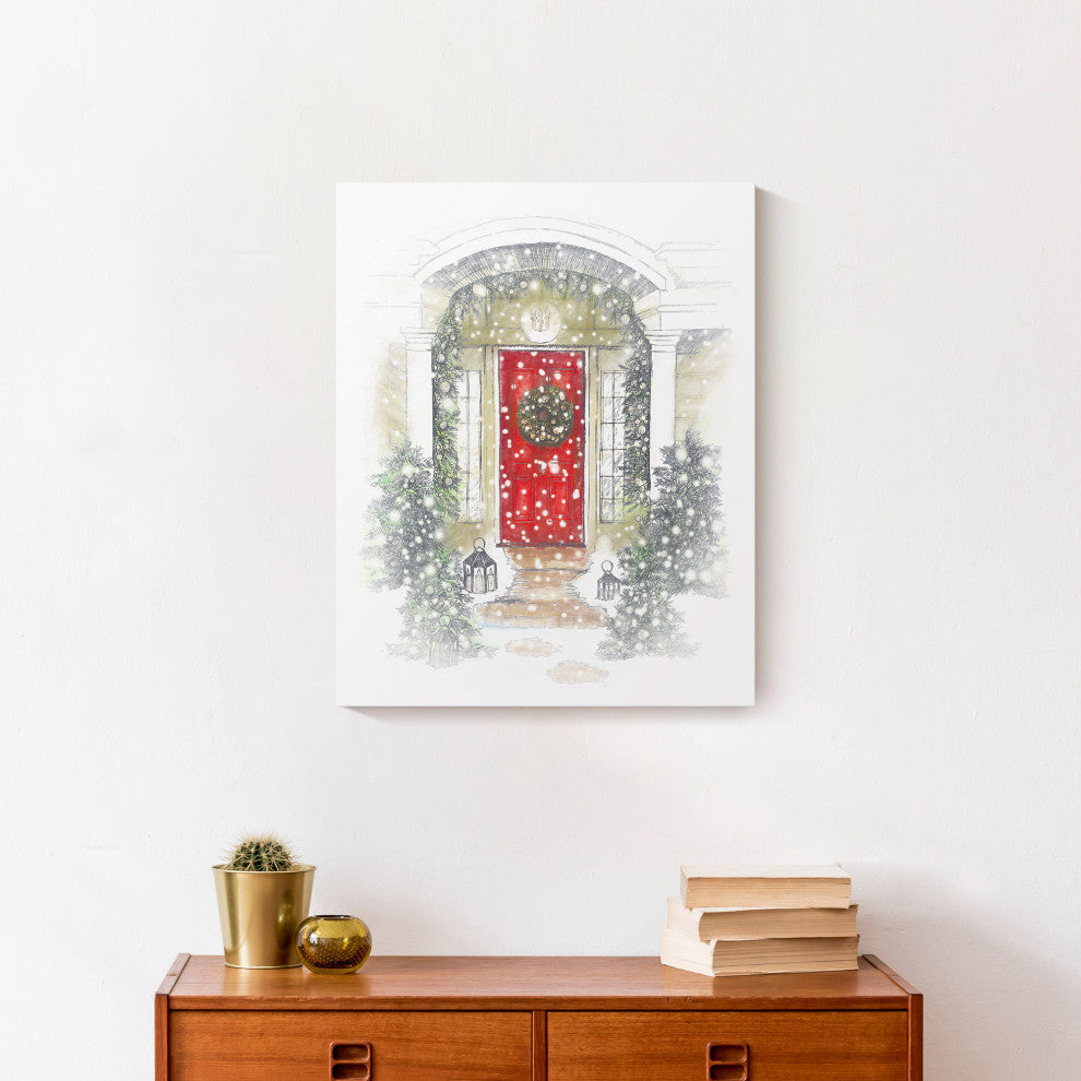 Holiday Door 16x20 Canvas Wall Art