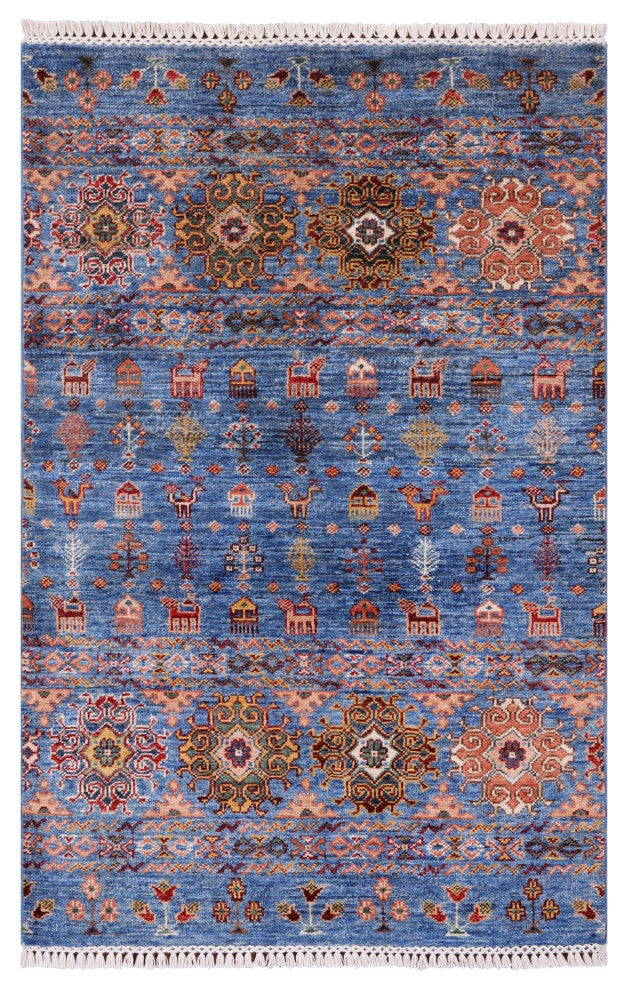 2' 10" X 4' 4" Persian Gabbeh Tribal Hand Knotted Wool Rug Q10072