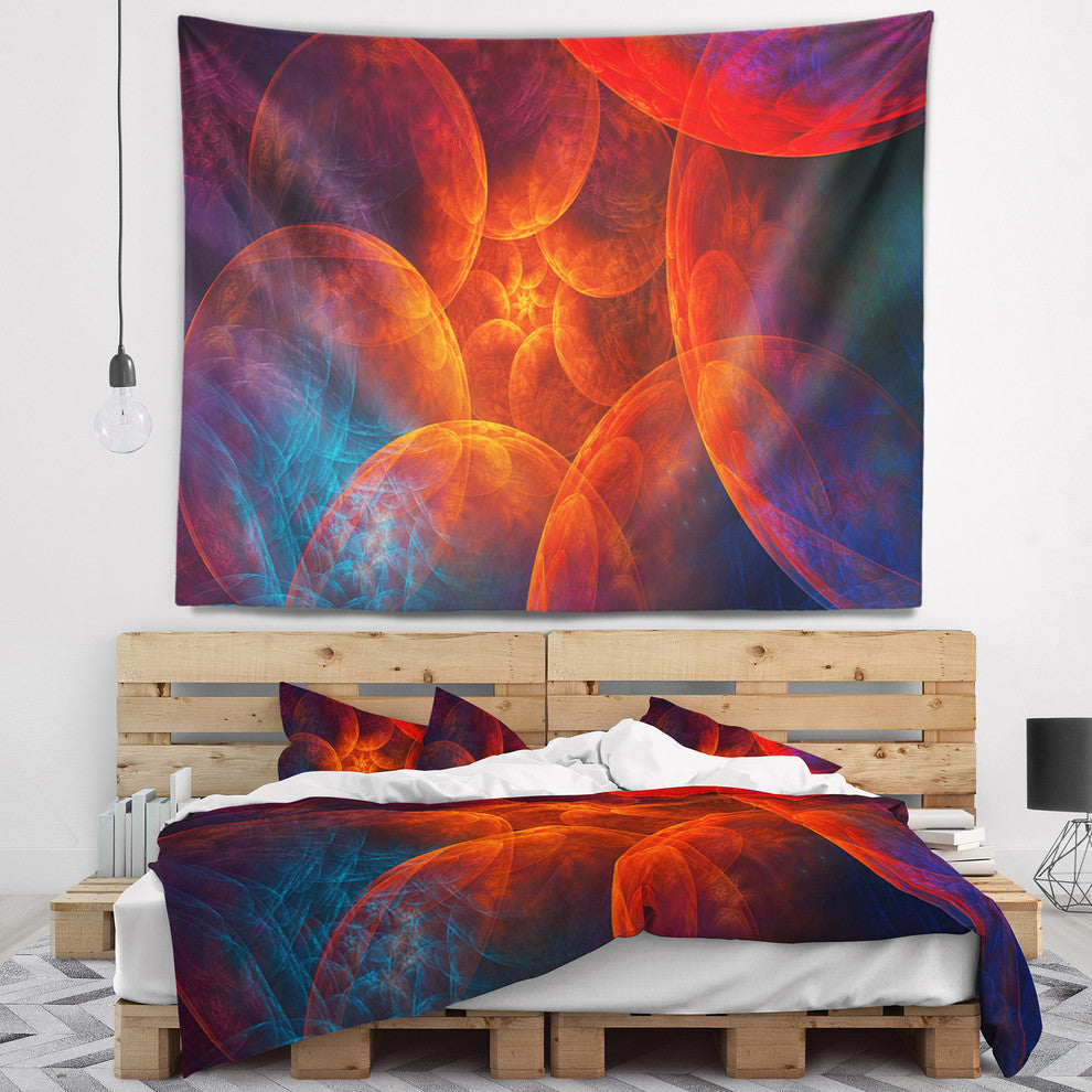 Biblical Sky with Red Clouds Abstract Wall Tapestry, 80"x68"