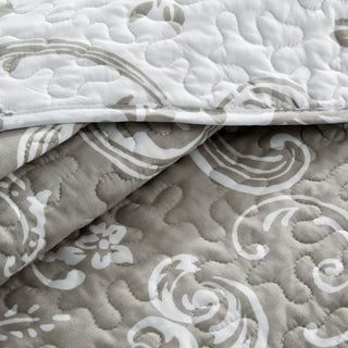 LA Boheme 5 Piece Printed Bed Spread Set, Taupe, Oversize King