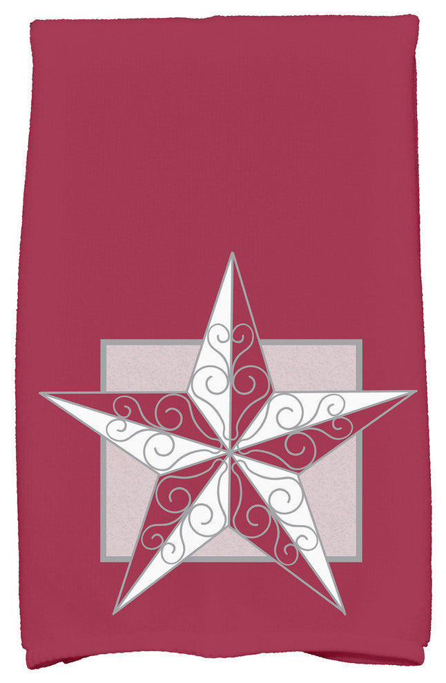 Night Star, Geometric Print Kitchen Towel, Red, 18 x 30"