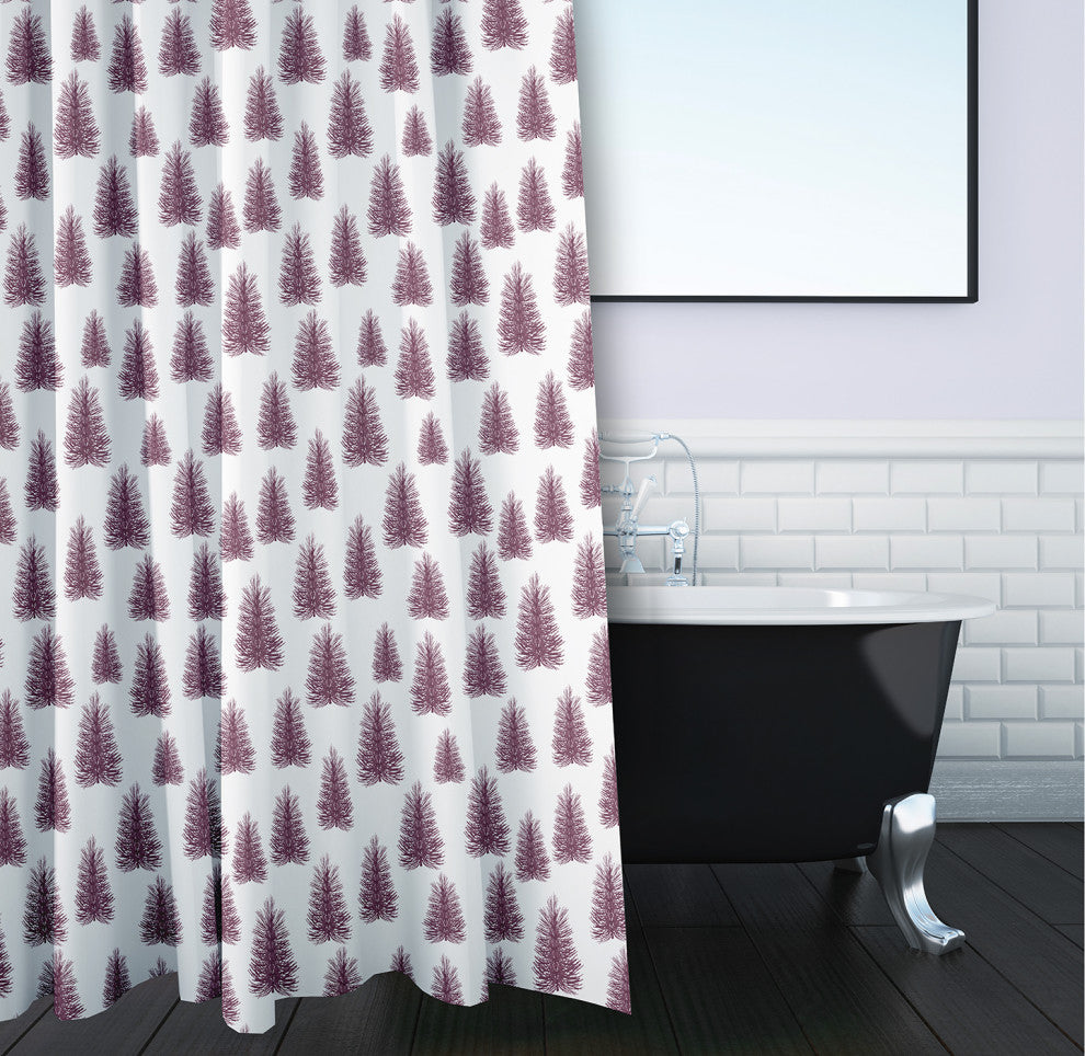 70"Wx73"L Christmas Trees Pattern Shower Curtain, Passion Flower