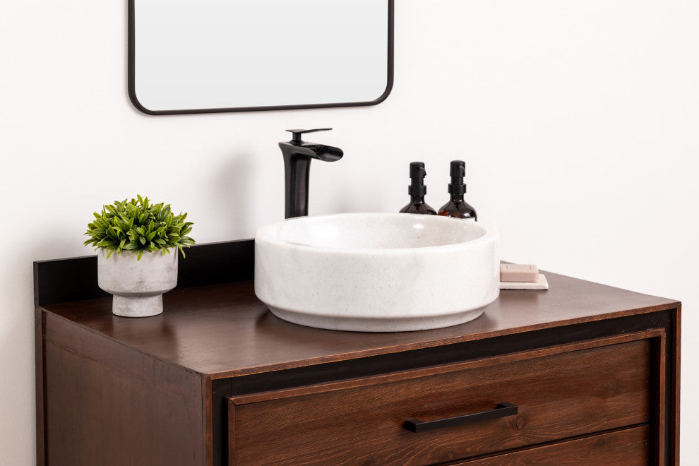 Natural Stone Vessel Bathroom Sink - Avalon Marble, Blanc