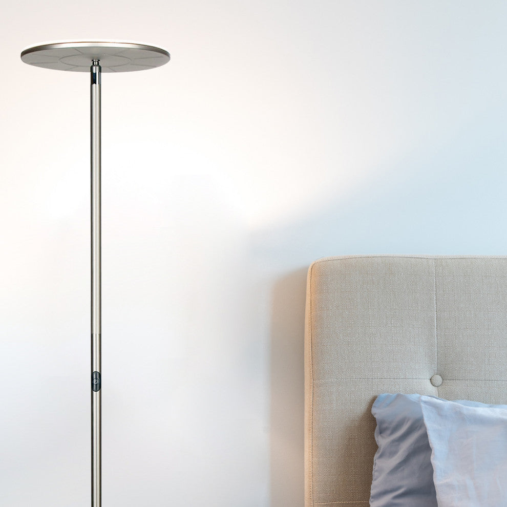 Brightech Sky Flux LED Torchiere Floor Lamp, Brushed Nickel