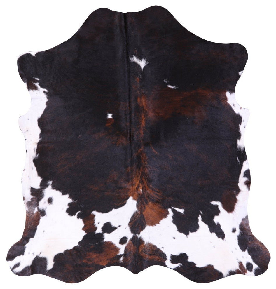 6' 6" X 6' 4" Tricolor Natural Cowhide Rug C2339