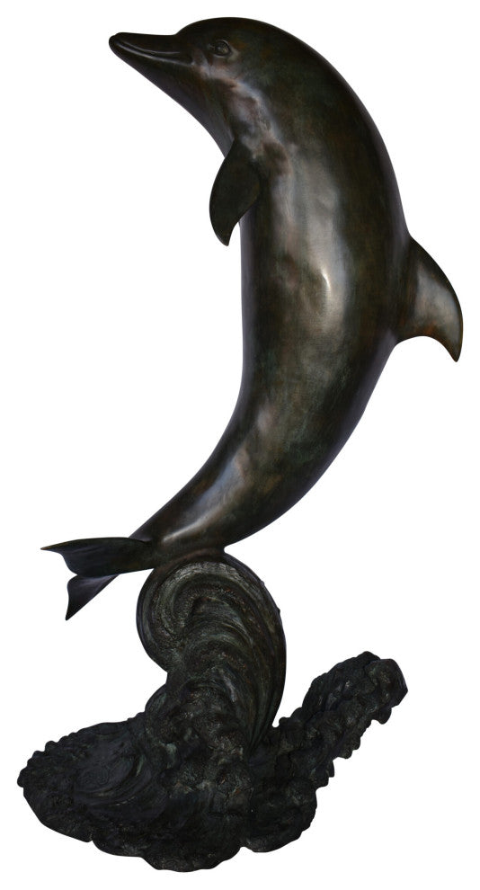 Fountain of A Dolphin Jumping of The Water Made of Bronze Size: 21"x 30" x 50"