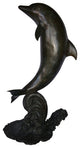 Fountain of A Dolphin Jumping of The Water Made of Bronze Size: 21"x 30" x 50"