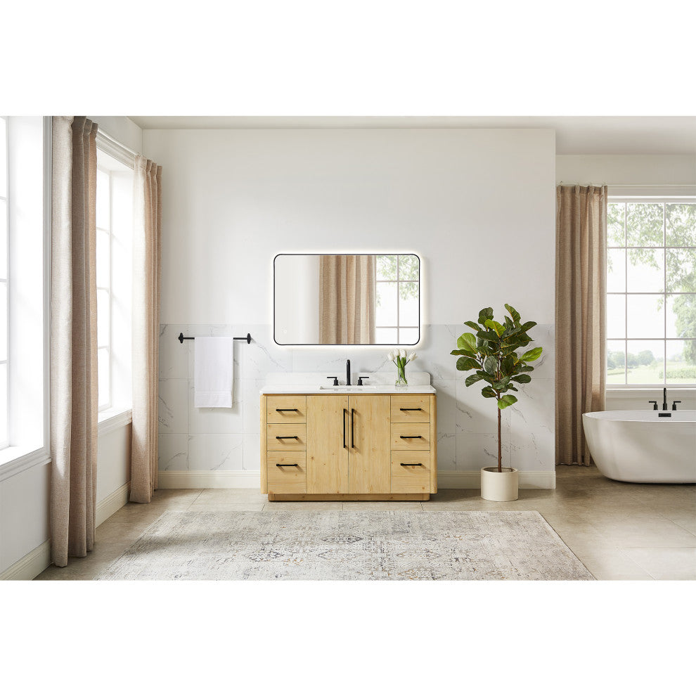Serene Bathroom Vanity, Nature Brown, 54", No Mirror