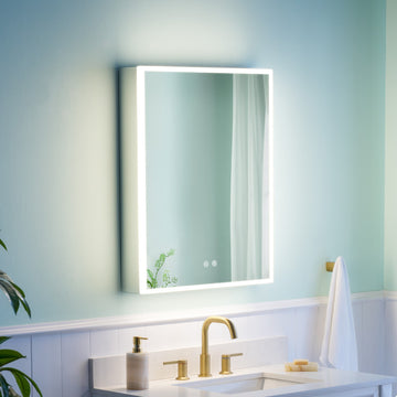 LED Medicine Cabinet with Mirror, 3X Magnifier Glass, Recessed/Surface Mount, 24"x30" Right Door