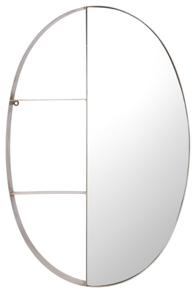 Frame Wall Mirror, Oval, Glass, Steel Metal, Antique Bronze, Bedroom Living