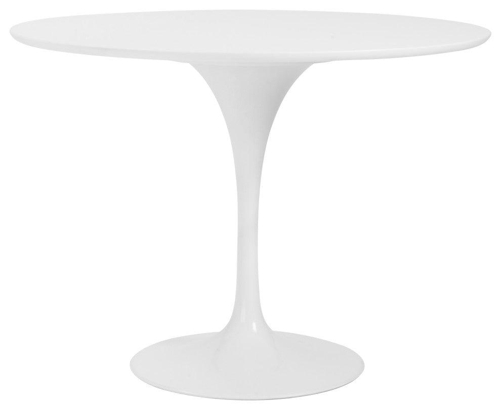 Astrid Round Table with Oak Veneer Top and Matte Black Base, White