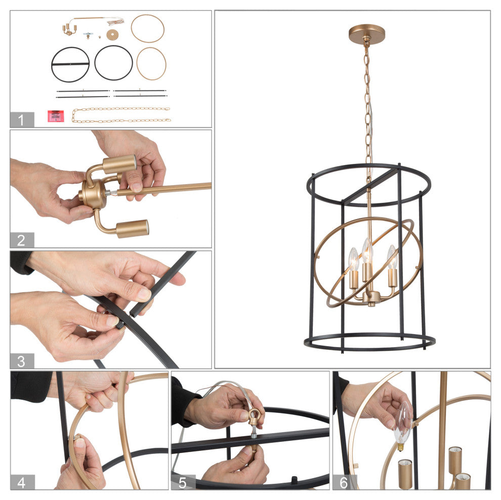 Modern Lantern Pendant Light, Black Kitchen Island Pendant Lighting