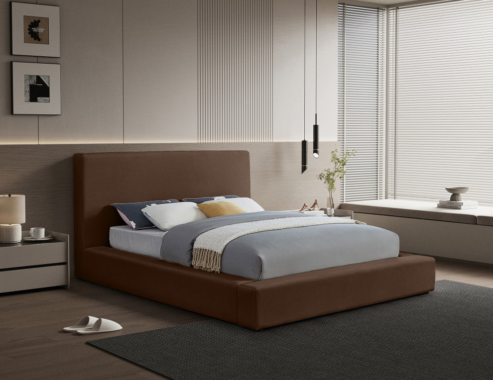 Dorian Upholstered Bed, Brown, King, Velvet