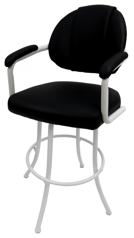 M-70 Swivel Bar Stool Metal Frame Counter 26", 30" Extra Tall 34", Black on White, 34"