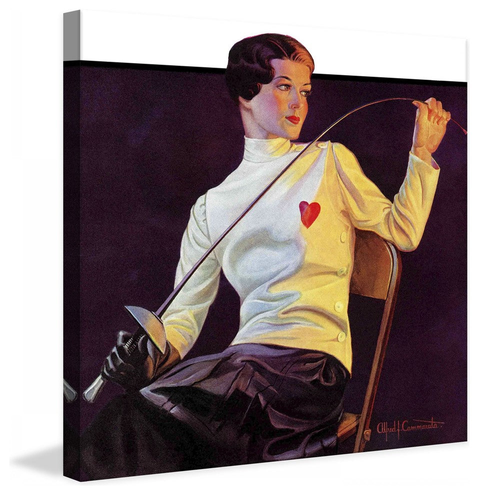 "Female Fencer" Painting Print on Canvas by Alfred F. Cammarata