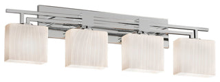 Fusion Aero 4-Light Bath Bar, Rectangle, Polished Chrome, Ribbon Shade